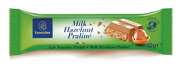 Leonidas HK Chocolate Bars Praline Hazelnuts Milk 30